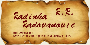 Radinka Radovanović vizit kartica